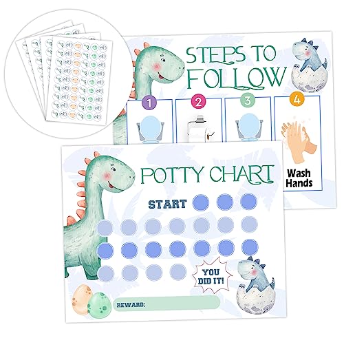 Potty Training Sticker Chart, Dinosaur Potty Reward Sticker Chart for Toddlers Boys Girls