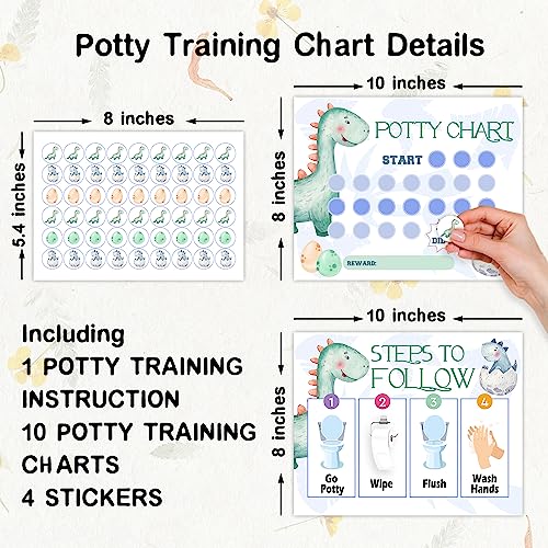 Potty Training Sticker Chart, Dinosaur Potty Reward Sticker Chart for Toddlers Boys Girls