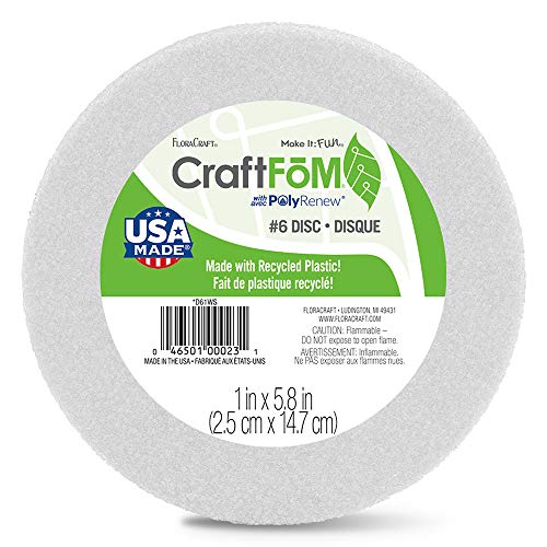 FloraCraft CraftFōM Disc 1 Inch x 5.8 Inch White