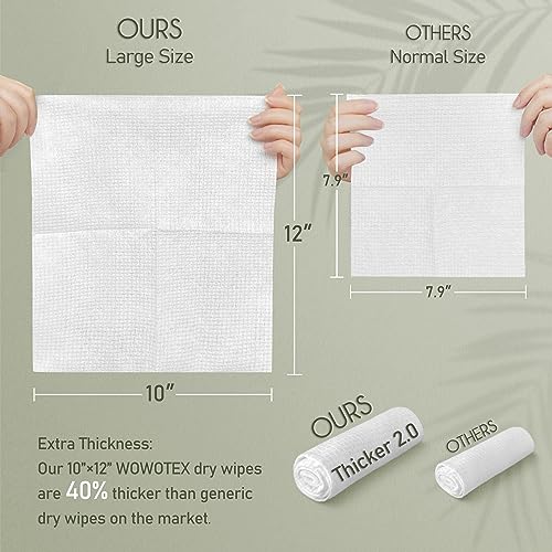 WOWOTEX THICKER Dry Wipes 50 Count Disposable Face Towels 10x12