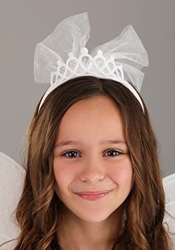 Fun Costumes Girls Tooth Fairy Costume, Sweet Tooth Dress, Magical Princess Satin Outfit with Glitter Wings - X-Large, White