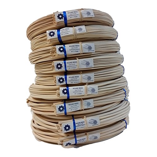1 Pound Coil of Round Reed for Basket & Wicker Weaving, Natural Color, Any Size