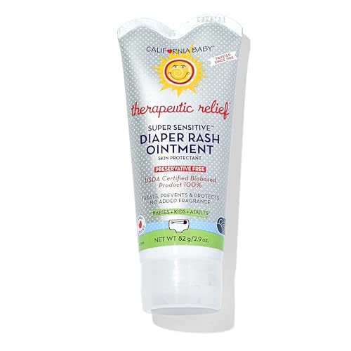 California Baby Super Sensitive Diaper Rash Cream | 100% Bio-Based | Zinc Oxide Ointment | Unscented Diaper Cream | Cloth Diapers Safe | 82 g / 2.9 oz