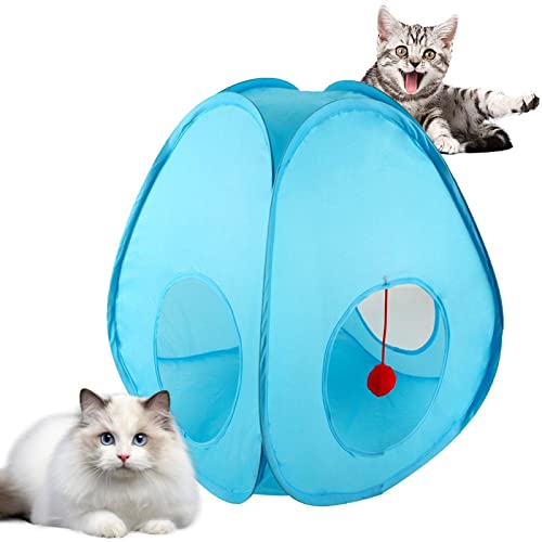 Bothyi Folding Cat Tent Collapsible Cat House Portable Passage with Ball Foldable Pet Tent Cat Tunnel for Small Animals Scratching Supplies