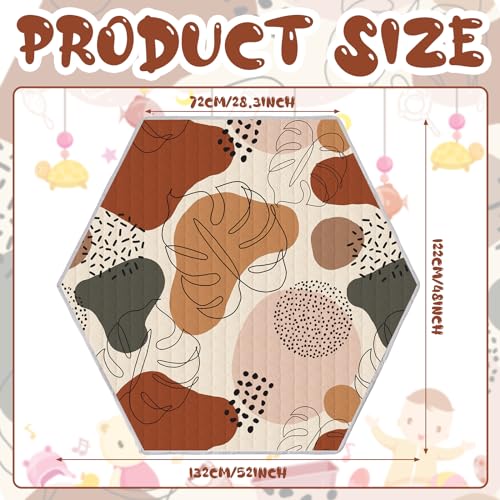 Funtery Woodland Animals Hexagon Playpen Mat Baby Play Mat Foldable Soft Nursery Rug Portable Baby Playmat Washable Comfortable Hexagon Playpen Mattress for Floor Activity Room (Boho Style)