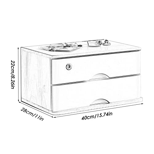 Solid Wood Storage Box - Desktop File Cabinet - With Lock Flat File Cabinet Storage, Desktop Drawer Cabinet, Wooden File Cabinet/Desktop Storage Cabinet/Data Cabinet
