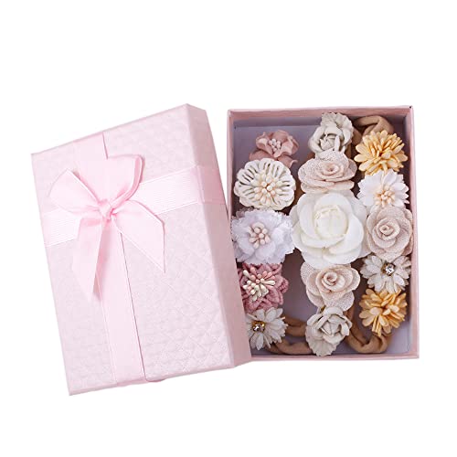 cherrboll 3pcs Baby Girl Flower Headbands, Super Soft & Stretchy Nylon Floral Hairbands for Newborn Toddler