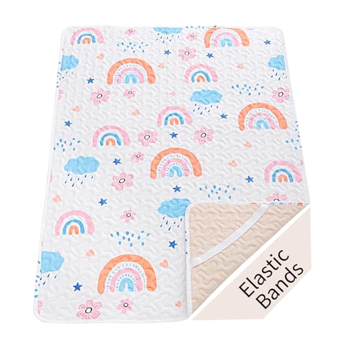 Quilted Pack n Play Sheet Fitted, Breathable Thick Pad for Pack and Play Mattress, Pack and Play Mattress Sheet fits Graco, Portable Mini Cribs, Play Yards, Padded Playpen Protector Cover