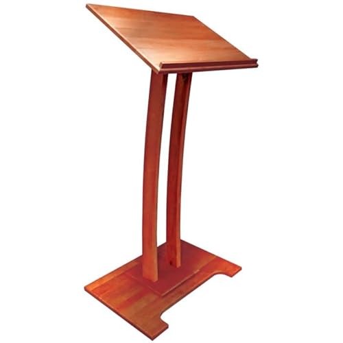 Kingdom Modern Curved Cherry Wood Pulpit, Stand Up Church Lectern, Slanted Conference Pulpit for Speakers, Speeches and Other Occasions