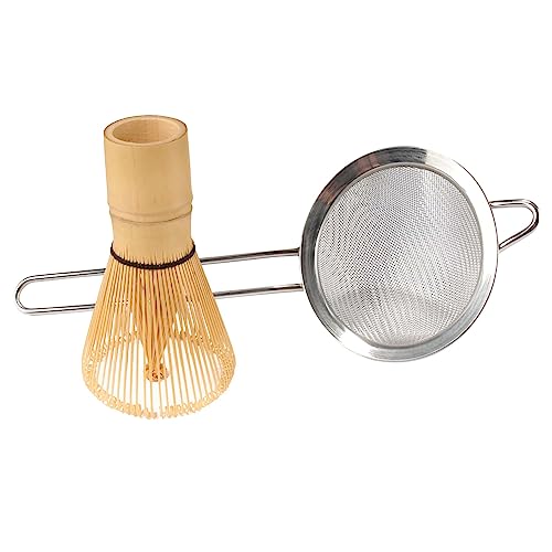 BambooMN Matcha Whisk and Tea Strainer - Japanese Tea Ceremony Set