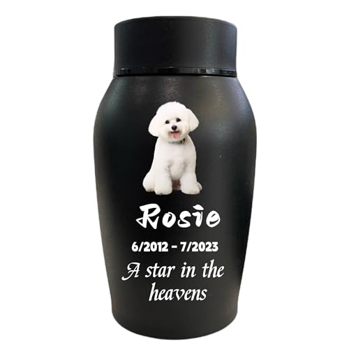 Niopfoin Personalized Pet Urns for Dogs and Cats Ashes, Custom Pet Name for Cremation Urns, Dog Memorial Keepsake Urns for Ashes （Engraved）