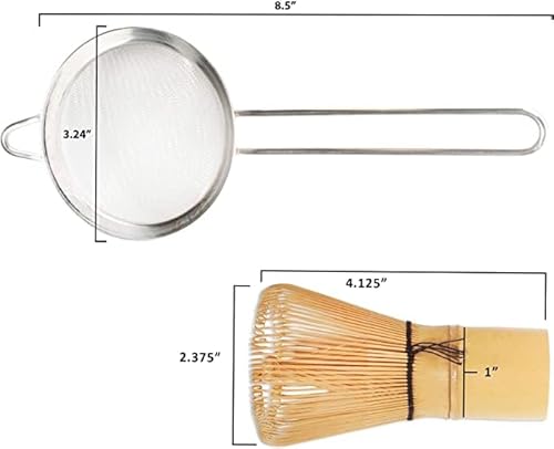 BambooMN Matcha Whisk and Tea Strainer - Japanese Tea Ceremony Set