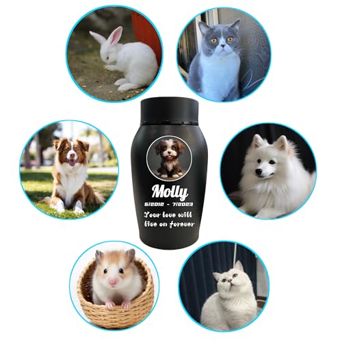 Niopfoin Personalized Pet Urns for Dogs and Cats Ashes, Custom Pet Name for Cremation Urns, Dog Memorial Keepsake Urns for Ashes （Engraved）