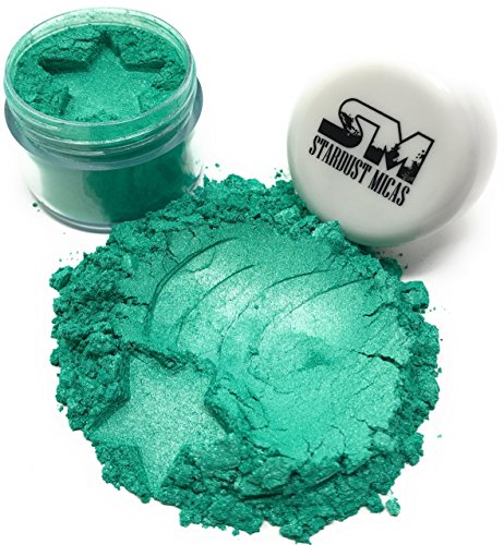 Stardust Micas Pigment Powder Cosmetic Grade Colorant for Makeup, Soap Making, Epoxy Resin, DIY Crafting Projects, Bright True Colors Stable Mica Batch Consistency (10 Gram Jar, Tail Green)