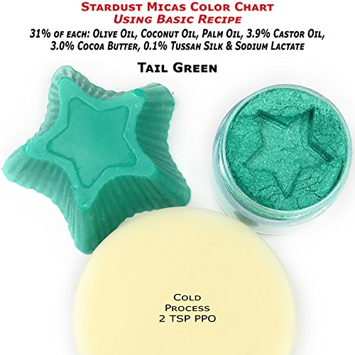 Stardust Micas Pigment Powder Cosmetic Grade Colorant for Makeup, Soap Making, Epoxy Resin, DIY Crafting Projects, Bright True Colors Stable Mica Batch Consistency (10 Gram Jar, Tail Green)