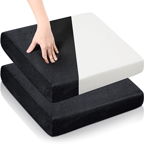 2 Pcs Large Memory Foam Seat Cushion 18 x 16 x 3 Inch Breathable Chair Pad Cushions Comfortable Wheelchair Chair Pillow with Washable Cover for Desk Car Office Back Pain Relief Coccyx Cushion (Black)