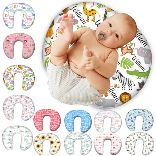 Custom Nursing Pillow Cover Customize with Name Personalized Nursing Pillow Covers for Breastfeeding Baby Sitting Pillow Case for Newborn Babies,Style 4