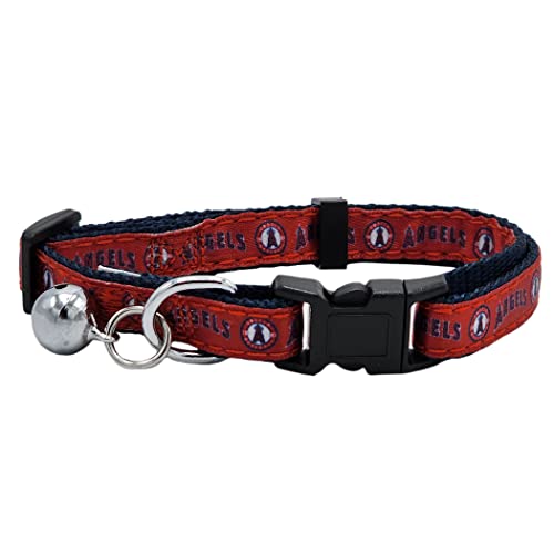 MLB CAT Collar Los Angeles Angels Satin Cat Collar Baseball Team Collar for Dogs & Cats. A Shiny & Colorful Cat Collar with Ringing Bell Pendant
