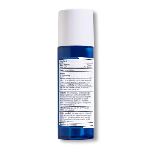 PanOxyl Clarifying Exfoliant with 2% Salicylic Acid, BHA Liquid Exfoliant for Face, Unclogs, Minimizes Appearance of Pores, Blue Algae and Antioxidants Help Calm Redness, For Acne Prone Skin