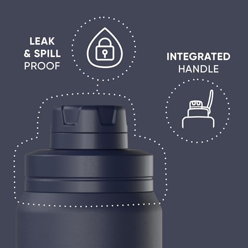 Hydrapeak 26oz Sport Insulated Water Bottle with Chug Lid, Leak & Spill Proof, Keeps Drinks Cold for 24 Hours, Hot for 12 Hours, Premium Stainless Steel Water Bottles (26oz, Navy)