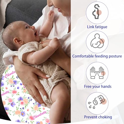 Custom Nursing Pillow Cover Customize with Name Personalized Nursing Pillow Covers for Breastfeeding Baby Sitting Pillow Case for Newborn Babies,Style 4