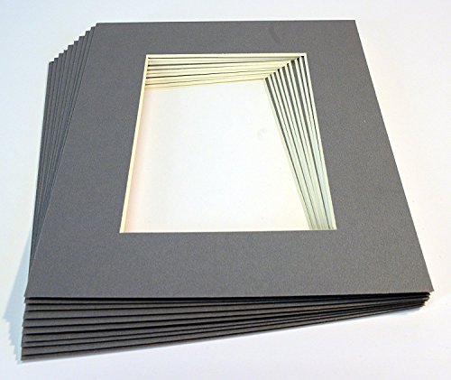 topseller100, Pack of 10 Silver 8x10 Picture Mats Matting with White Core Bevel Cut for 5x7 Pictures