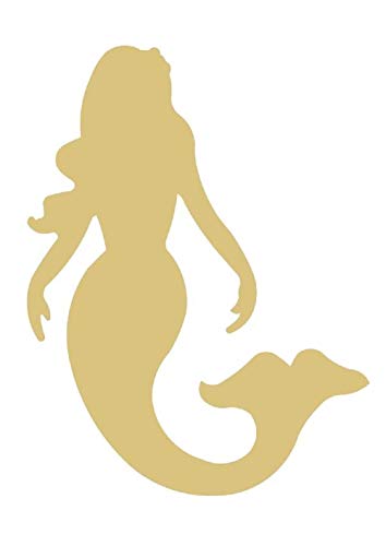 Mermaid Cutout Unfinished Wood Summer Beach House Nautical Door Hanger MDF Shape Canvas Style 3