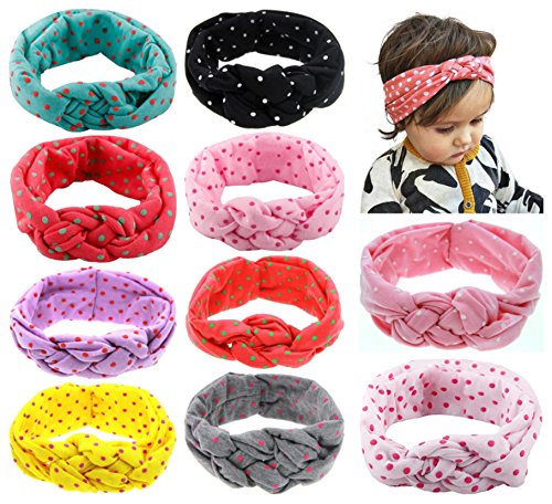 Baby Headbands Turban Knotted, Girl's Headband for Newborn,Toddler and Childrens (10Pack-CL3)
