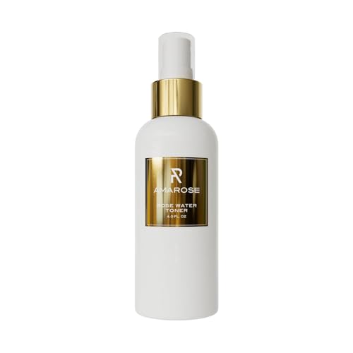 Amarose Rose Water Spray - Revitalizing, Facial Toner - Water for Face - Rose Water Toner - All Skin Types - Hydrating- Rosewater, Spray, Mist with Hyaluronic Acid