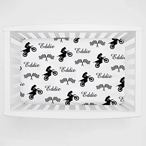 Personalized Pack 'n Play Sheets - Custom Baby Boy Mini Crib Sheets, Soft & Breathable Material (Dirt Bike Motocross)