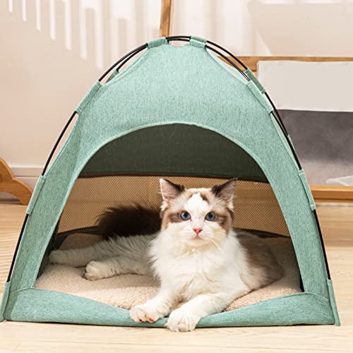 Cat Tent Bed Breathable Detachable Cat Tent House Large Space Washable Cat Stable Outdoor (Green)