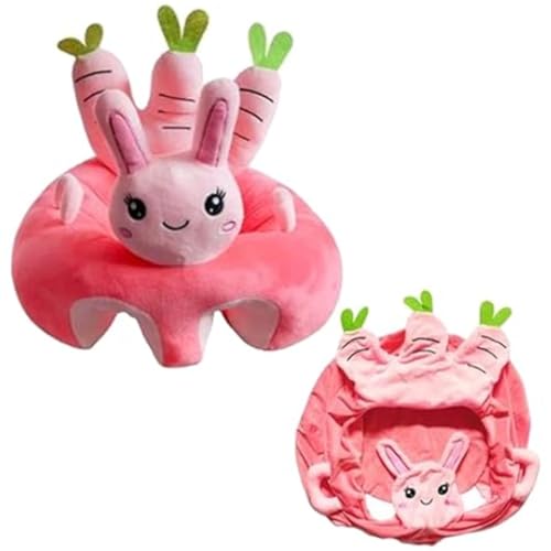 Animal Shaped Baby Sitting Chair Baby Support Sofa Chair Cover Cute Infant Toddler Floor Seat Loungers Sitting Chair for Learning to Sit (Carrot Bunny