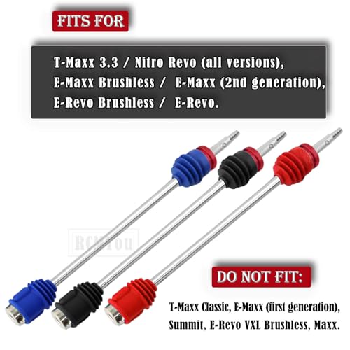 RCMYou RC Upgrades Part for 1/10 T-Maxx/Revo/E-Maxx(First Generation),Drive Shaft Axles Front Rear #45 Steel Driveshafts CVD Upgrades Parts Hop-up,Replace #5451R