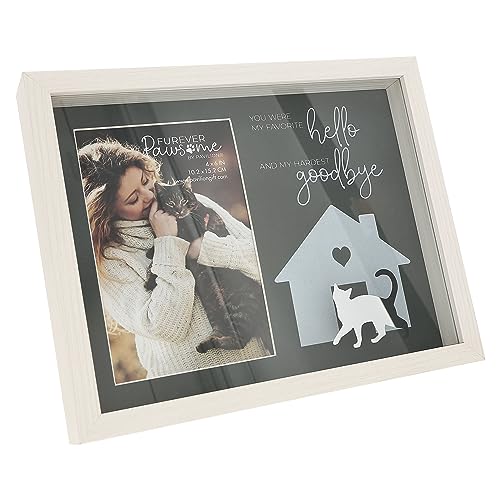Pavilion - Cat Goodbye Shadow Box Frame, Cat Keepsake Picture Frame, Pet Memorial Frame, Sympathy Gifts for Loss of A Cat, Cat Remembrance Frame, White