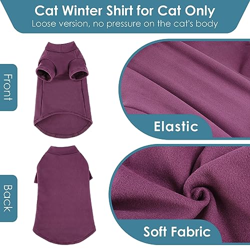 SUNFURA Turtleneck Sweater for Cat, Sphynx Cats Shirt Hairless Cat Sweaters with Sleeves, Warm and Soft Kitten Pullover Fleece Winter Pajamas Jumpsuit for Puppy Cats, Purple XL