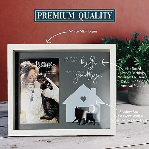 Pavilion - Cat Goodbye Shadow Box Frame, Cat Keepsake Picture Frame, Pet Memorial Frame, Sympathy Gifts for Loss of A Cat, Cat Remembrance Frame, White