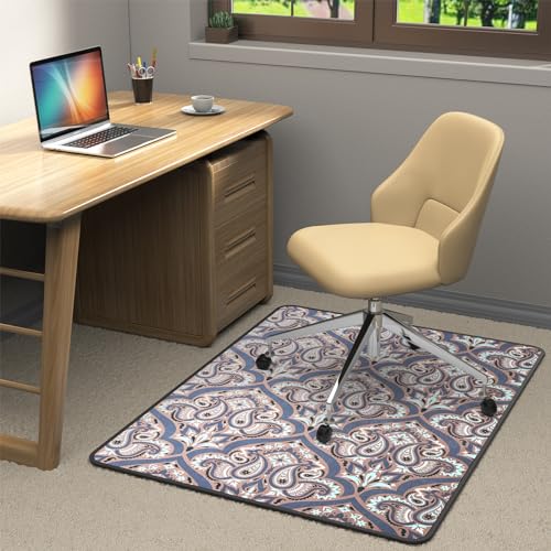 Heavy Duty Office Chair Mat for Carpet and Hardwood Floor Bohemian Desk Chair Mat Rug 36'' x 48'' Jacquard Woven Surface Floor mats for Office Home