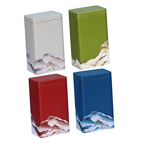 DOITOOL 4pcs Tea Storage Jars with Lids Mini Food Containers Chinese Tea Set Metal Candle Tin Tea Tins for Loose Tea Tin Box Decorative Tea Container Tea Accessory Tea Supply Storage