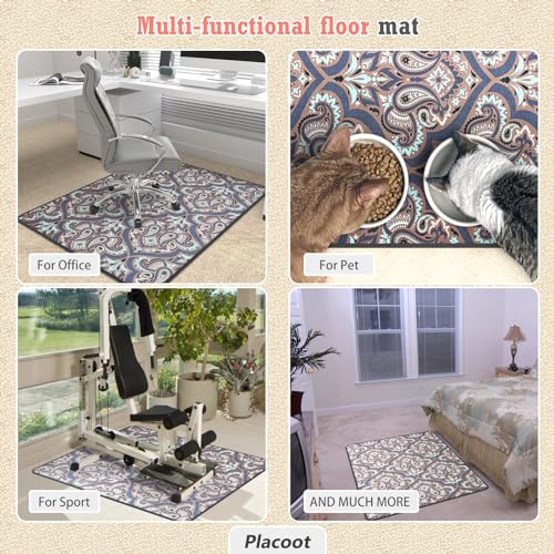 Heavy Duty Office Chair Mat for Carpet and Hardwood Floor Bohemian Desk Chair Mat Rug 36'' x 48'' Jacquard Woven Surface Floor mats for Office Home