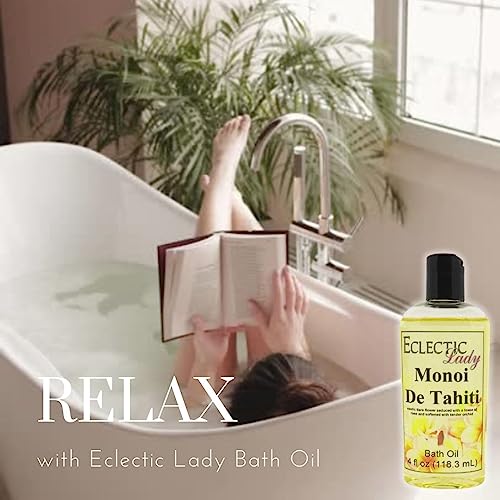 Pina Colada Bath Oil by Eclectic Lady - Scented Bath Oil - Relaxing & Moisturizing Bathing Oil - Fragrance Body Oil For Dry & Rough Sensitive Skin - Body Daily Nourishing Shower Oil (8 oz)