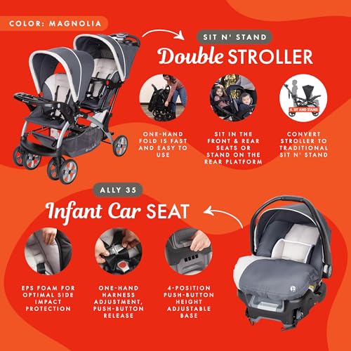 Baby Trend Infant and Toddler Double Stroller & Car Seat Combo