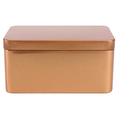 DOITOOL Coffee Storage Tin Rectangular Tin Box Metal Tin Box with Lids, Metal Empty Box Containers Portable Tea Storage Container for Tea Candy Candle Jewelry, Golden (13x8x6cm) Tin Box Container