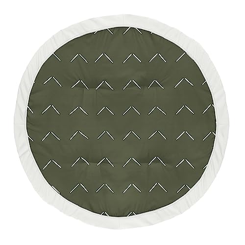 Sweet Jojo Designs Dark Green Boho Arrow Boy Girl Baby Play Mat Tummy Time Activity Infant Playmat Playpen Tent Teepee Floor Hunter Sage Modern Bohemian Gender Neutral Shabby Chic Designer Ivory Arrow