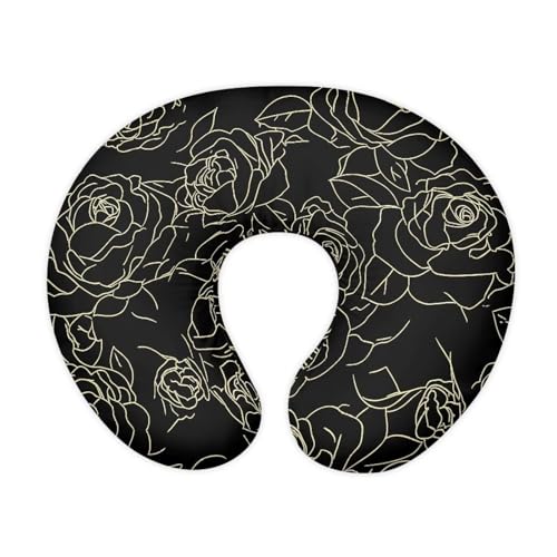 Daulesho Line Draw Rose Soft Nursing Pillow Cover Modern Abstract Roses Fits The Original Support Pillow for Breastfeeding and Bottle Feeding Aesthetic Black Machine Washable