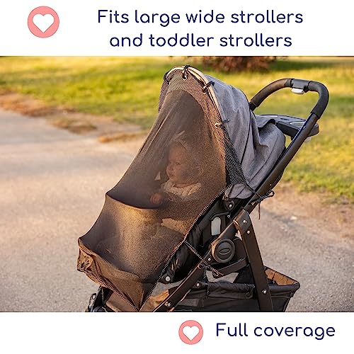 IntiMom Stroller Sun Shade - Universal UV Protection Cover for Strollers Sunshade with See Through, Clip-On Sun Blocker, Sun Shield for Baby, Breathable Adjustable Fit, Full Coverage, X-Large