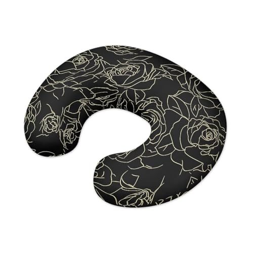 Daulesho Line Draw Rose Soft Nursing Pillow Cover Modern Abstract Roses Fits The Original Support Pillow for Breastfeeding and Bottle Feeding Aesthetic Black Machine Washable