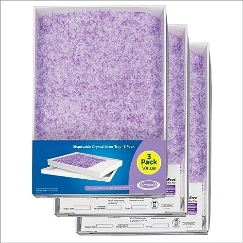 Cat Litter Dust Free Crystal Litter Disposable Cat Litter Tray Non-Clumping Lavendar-Scented Crystal Litter Convenient (3COUNT)