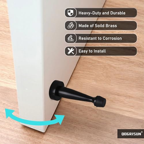 QOGRISUN's Heavy Duty Solid Brass Black Door Stops