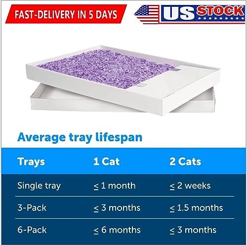 Cat Litter Dust Free Crystal Litter Disposable Cat Litter Tray Non-Clumping Lavendar-Scented Crystal Litter Convenient (3COUNT)