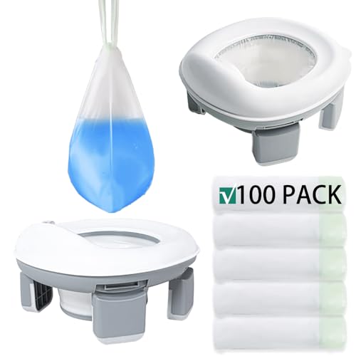 Beavtaens 100 Counts Potty Liners, Leakproof Potty Refill Bags with Drawstring, Disposable Potty Bags for Toddler Travel, High-Density Portable Potty Bags with Double-Sealed Bottom